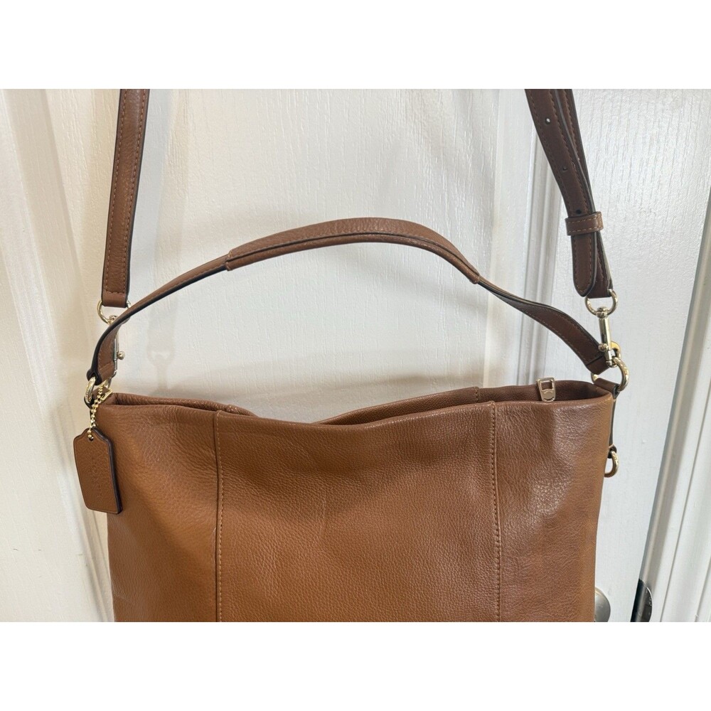 Coach Brown Pebbled Leather Madison Isabelle Hobo Bag Purse Shoulder Crossbody - Picture 10 of 14